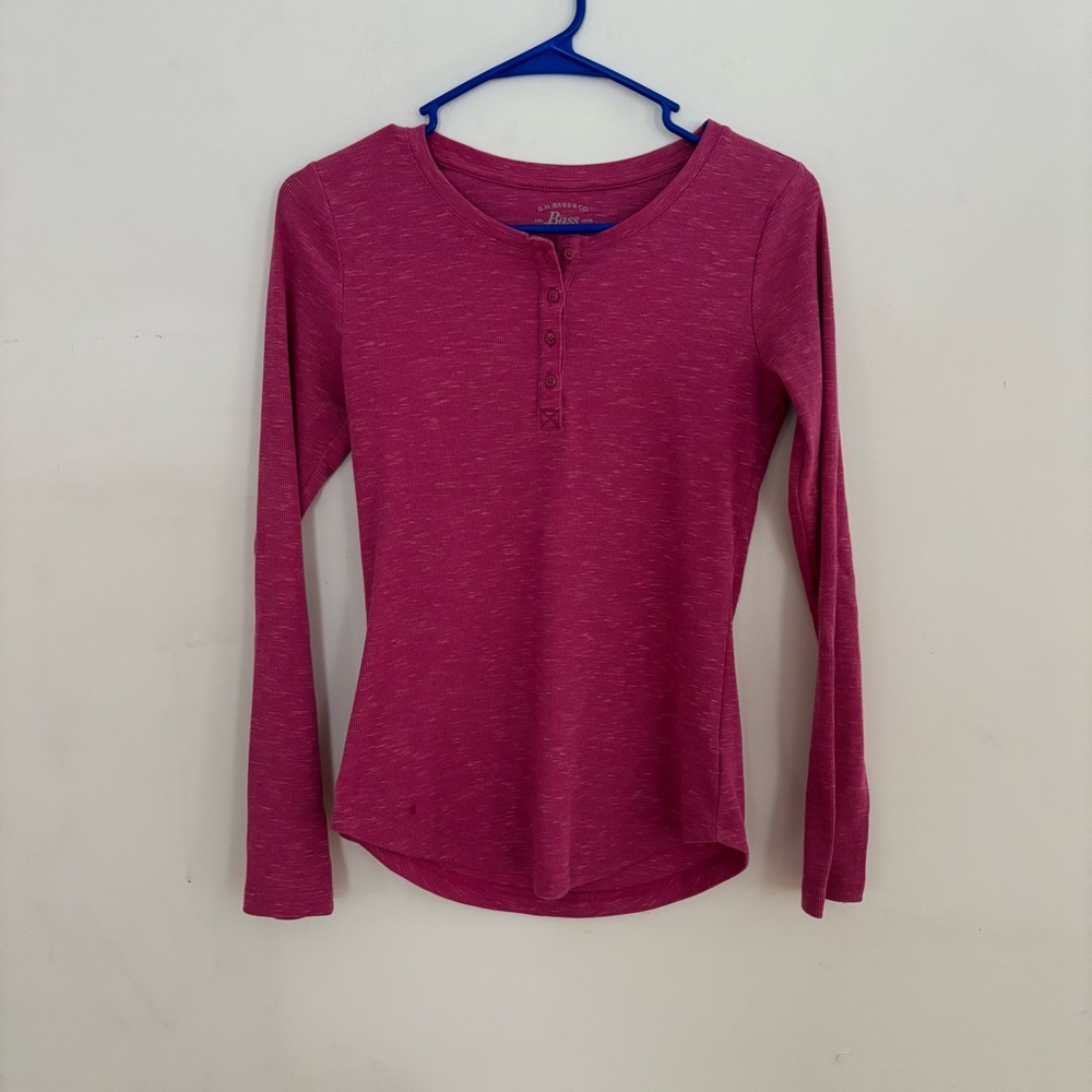 G.H. Bass & Co Pink Long Sleeve Henley Top Size Small
